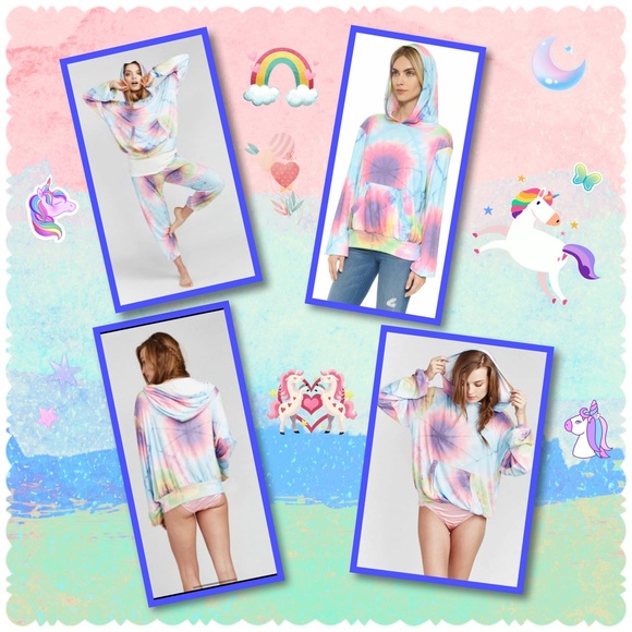 Wildfox Tye Dye “Malibu Unicorn Rainbow” Hoodie - Picture 1 of 8